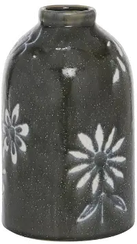 Black Flower 10 Inch Ceramic Vase