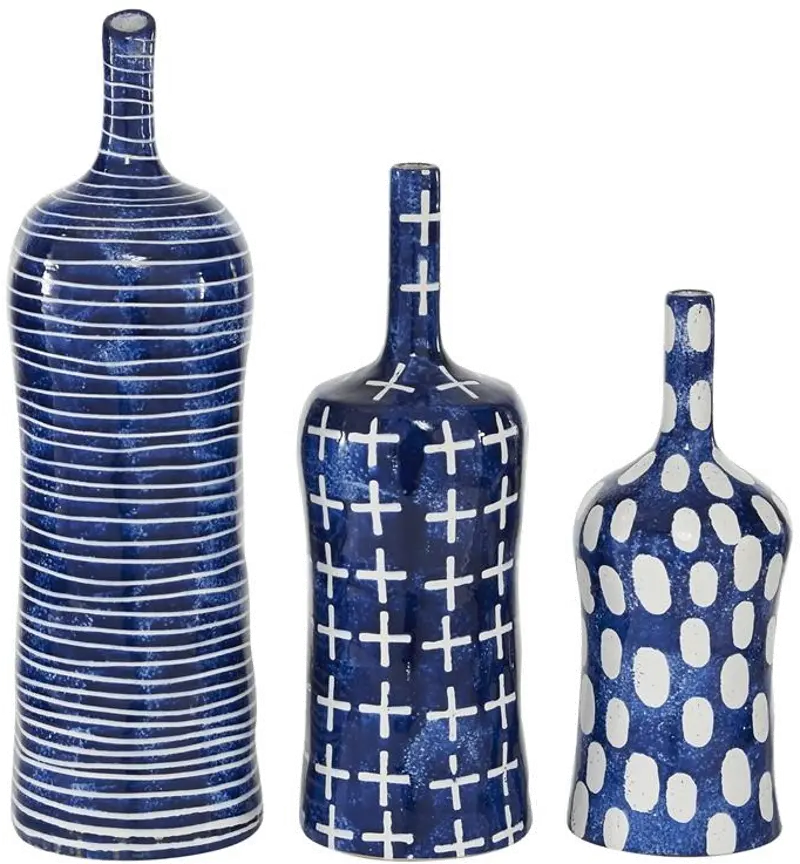 Large Ceramic Blue & White Vase