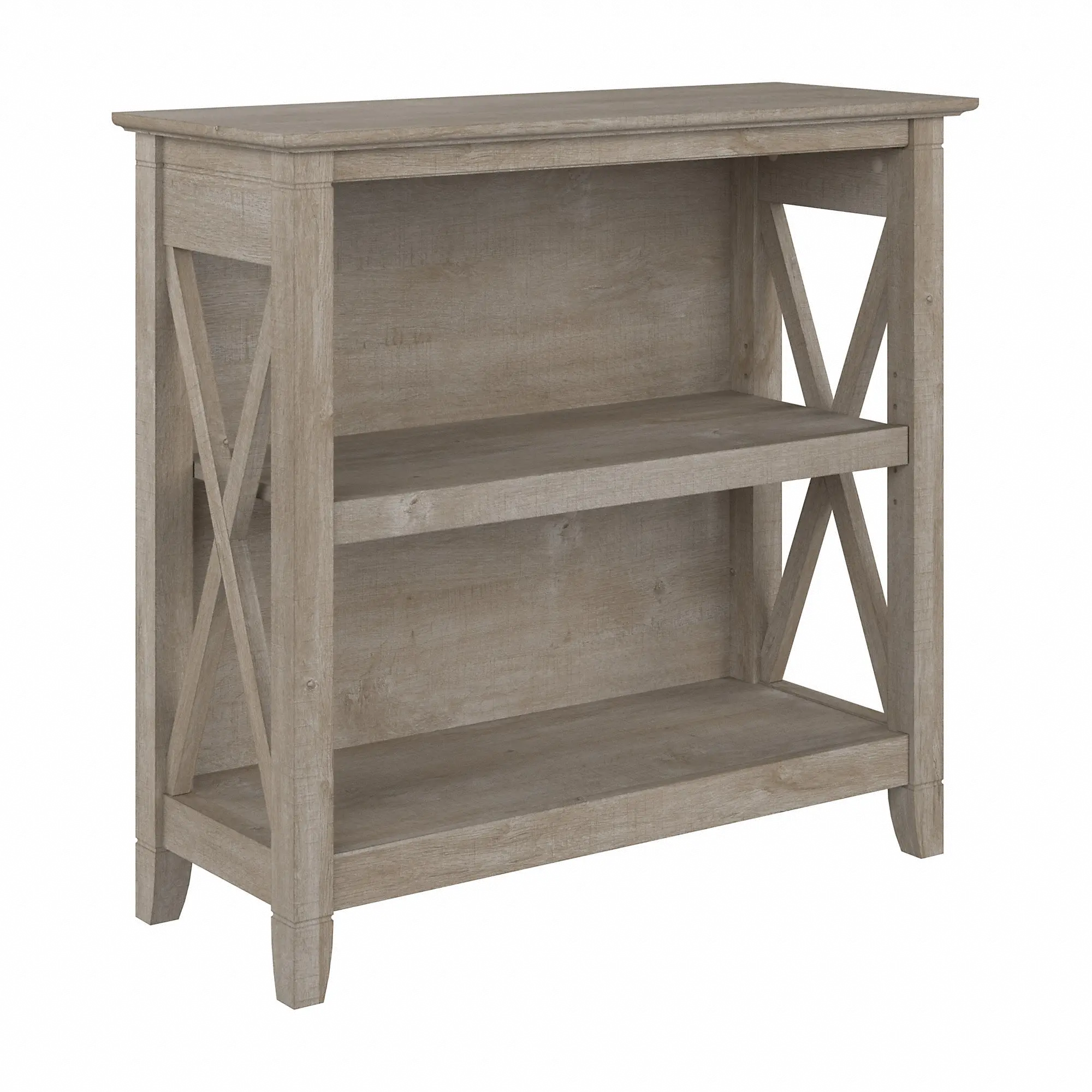 KWB124WG-03 Key West Farmhouse Washed Gray 2-Shelf Bookcase - Bush Furniture-3