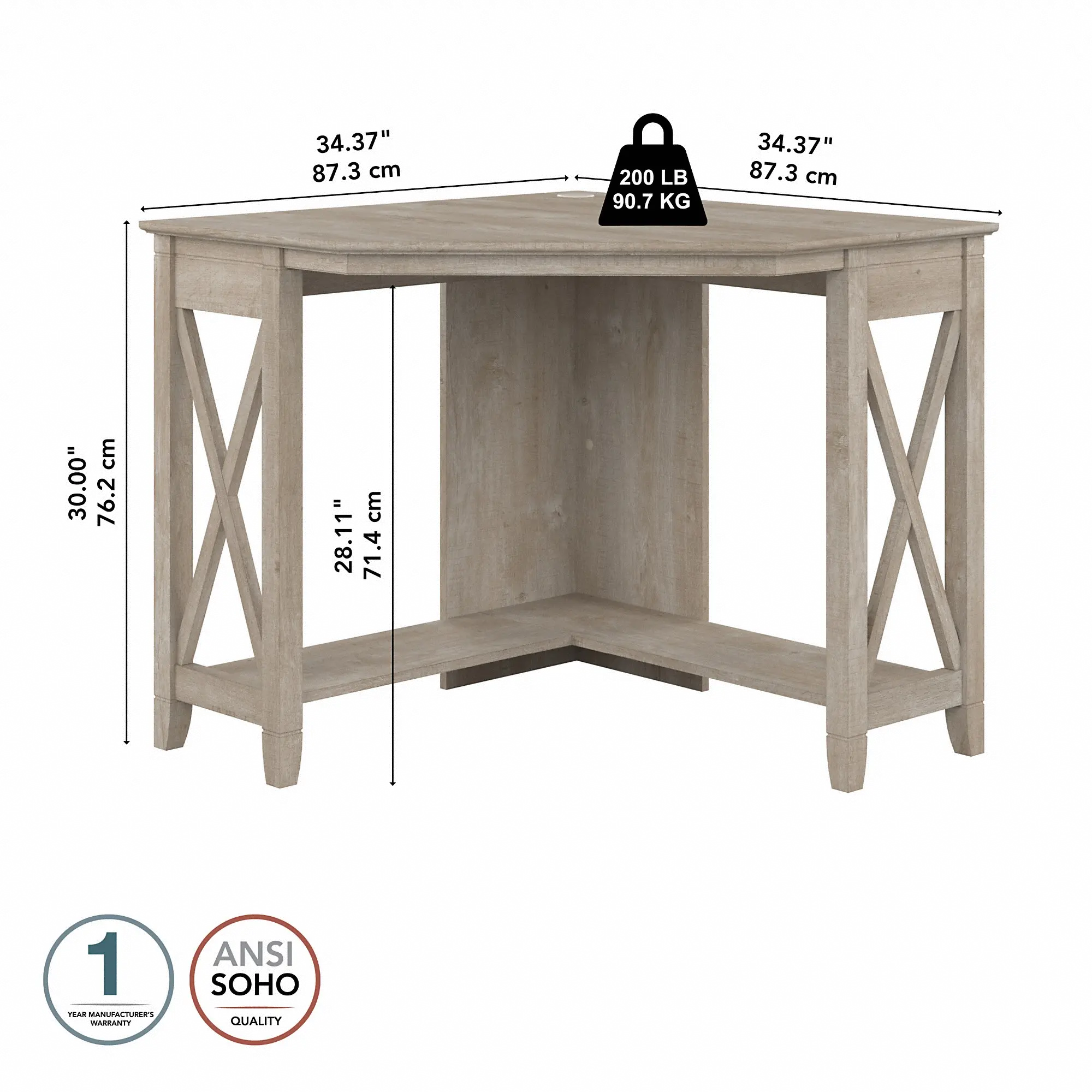 KWD134WG-03 Key West Farmhouse Washed Gray Corner Desk-7