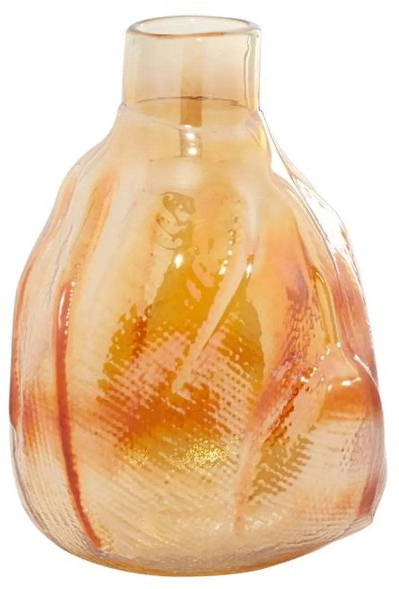 14 Inch Orange and White Vase