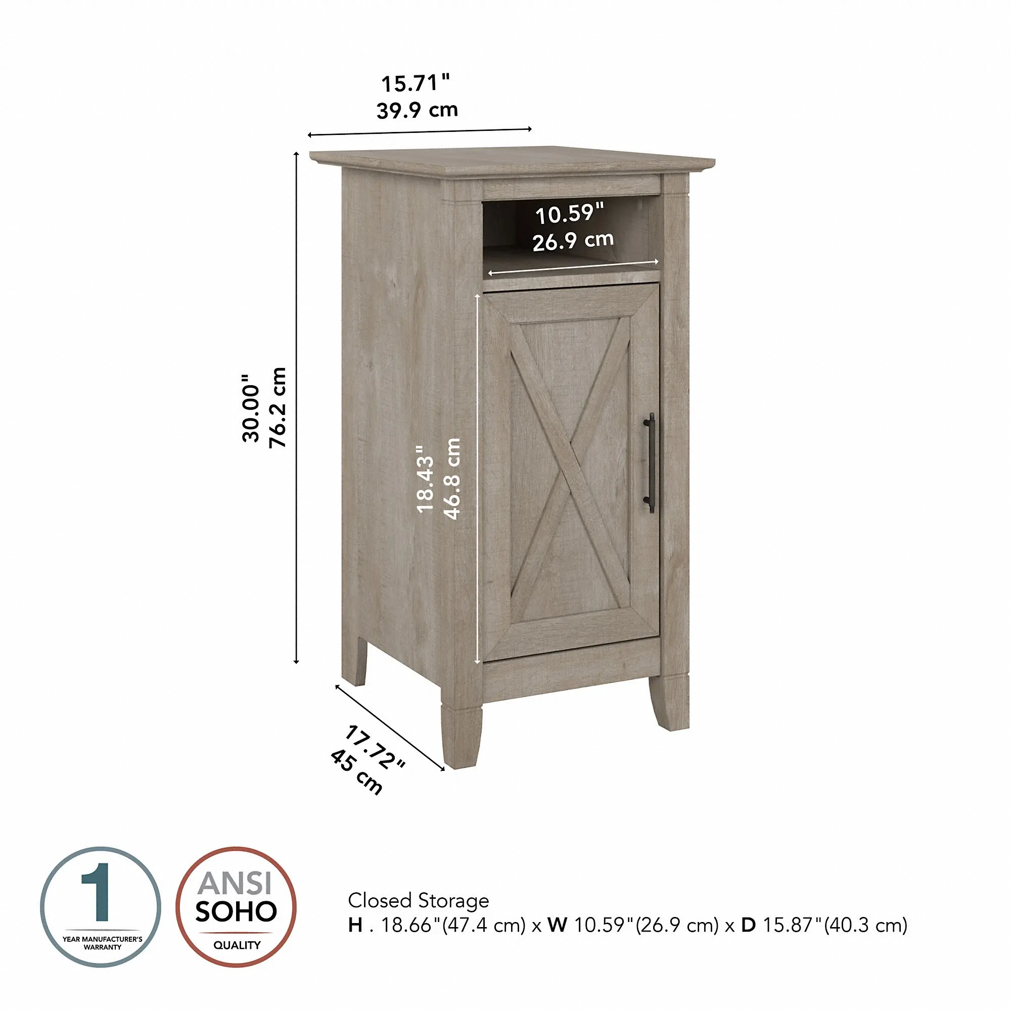 KWS116WG-03 Key West Washed Gray Storage Cabinet - Bush Furniture-7