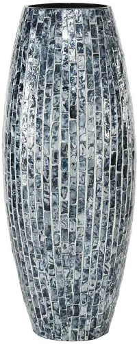 Mother of Pearl Blue Lacquer 19 Inch Vase