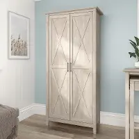 KWS266WG-03 Key West Farmhouse Washed Gray 2-Door Tall Storage Cabinet - Bush Furniture