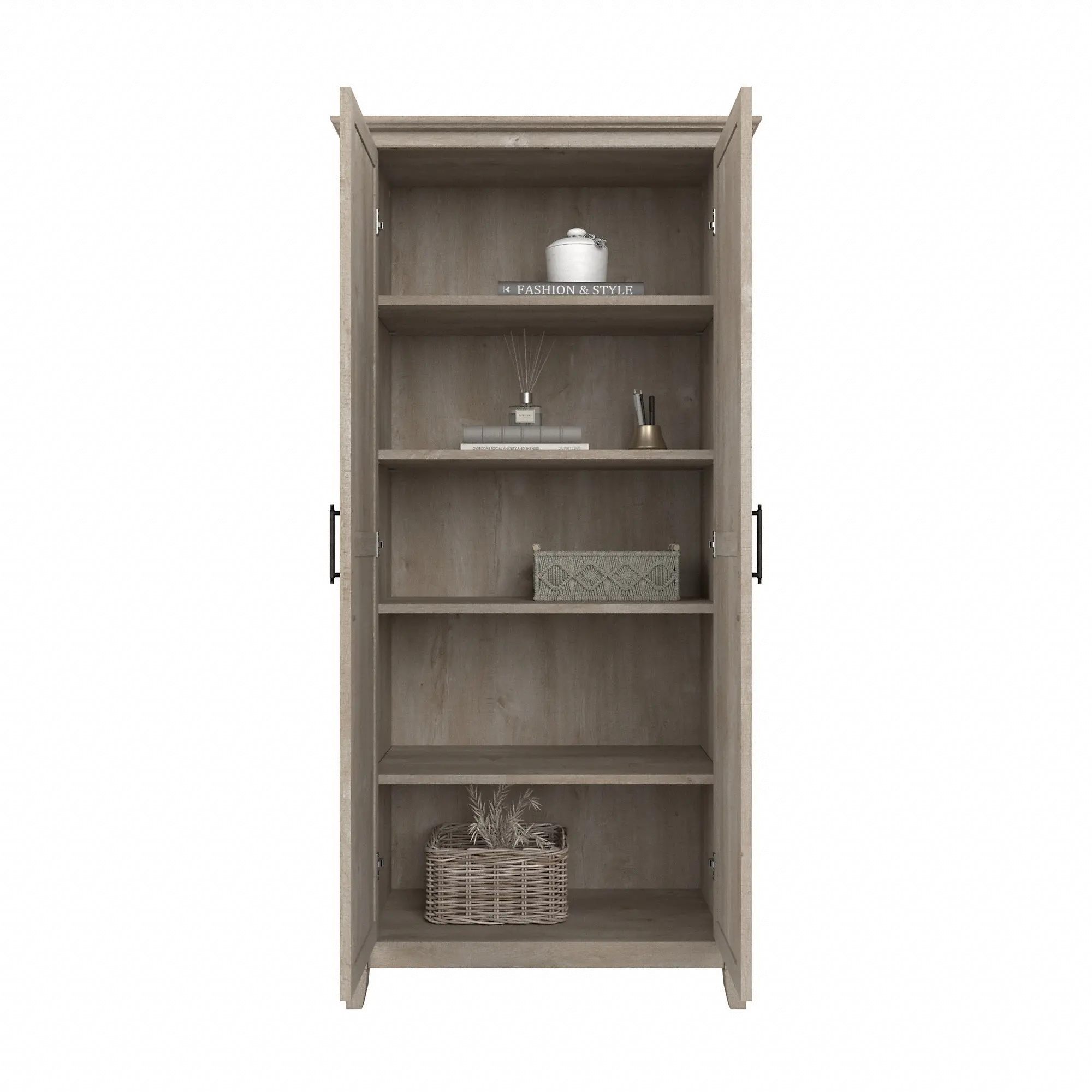 KWS266WG-03 Key West Farmhouse Washed Gray 2-Door Tall Storage Cabinet - Bush Furniture-4