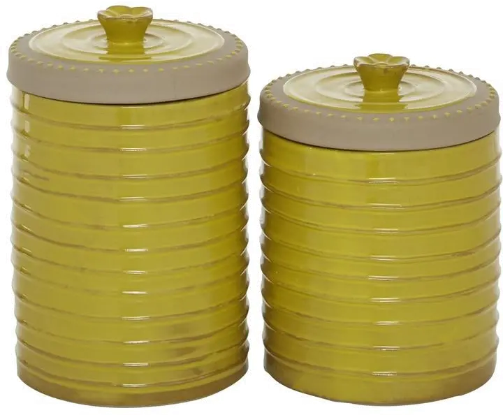 Farmhouse Chic Yellow Stoneware Canister-1