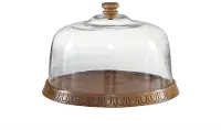 Crafted Wood and Glass Cloche Set With Base
