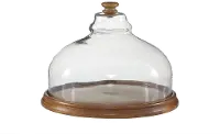 Wood and Glass Cloche Set With Base