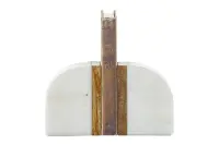 Set of 2 Marble Wood Bookends