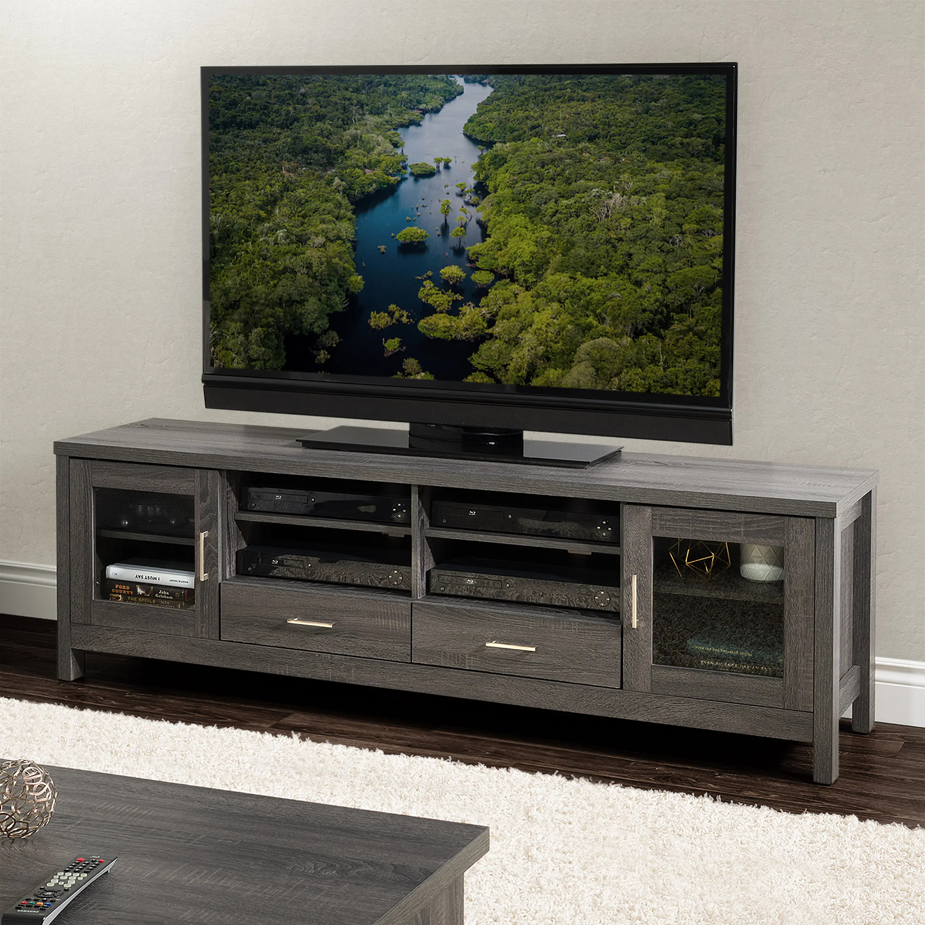 Hollywood Contemporary 71  Dark Grey TV Cabinet-2