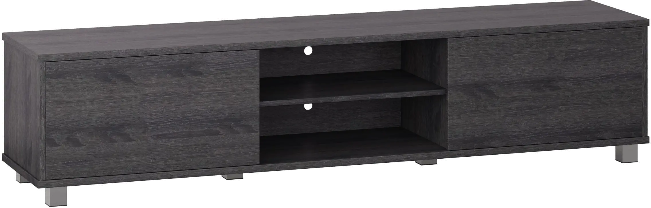 Hollywood Modern 71  Dark Grey Wood Grain TV Stand with Doors-3