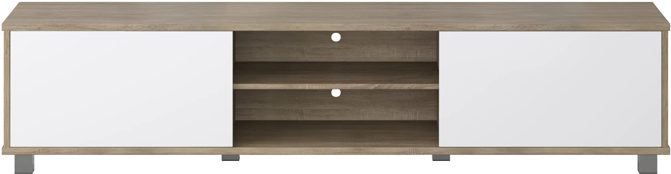 Hollywood Modern 71  White and Brown Wood Grain TV Stand with Doors-1