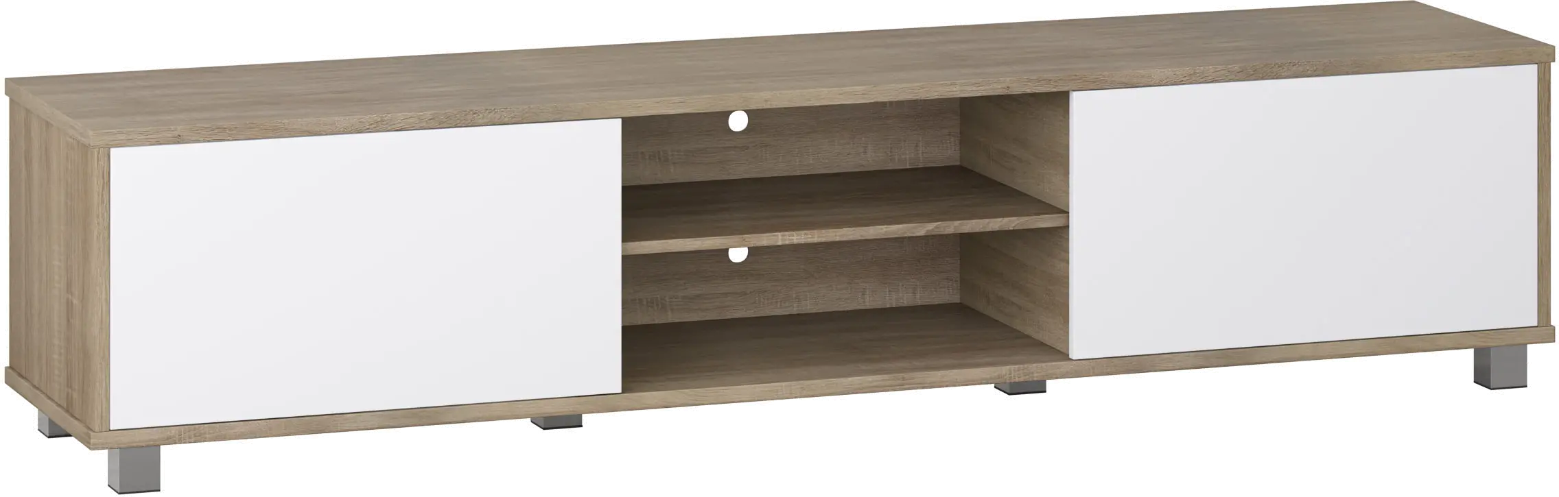 Hollywood Modern 71  White and Brown Wood Grain TV Stand with Doors-3