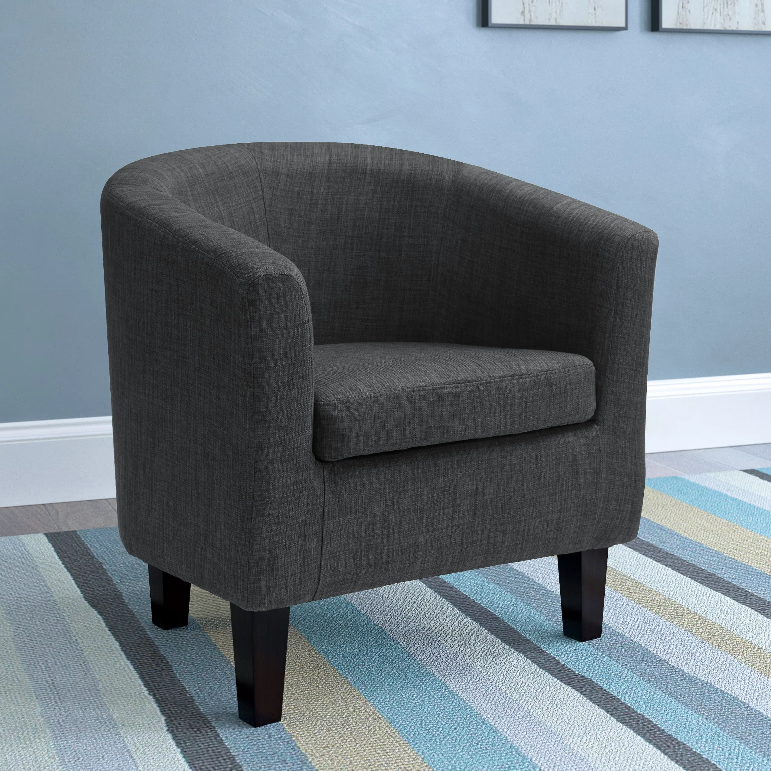 Antonio Contemporary Dark Grey Fabric Tub Chair-2