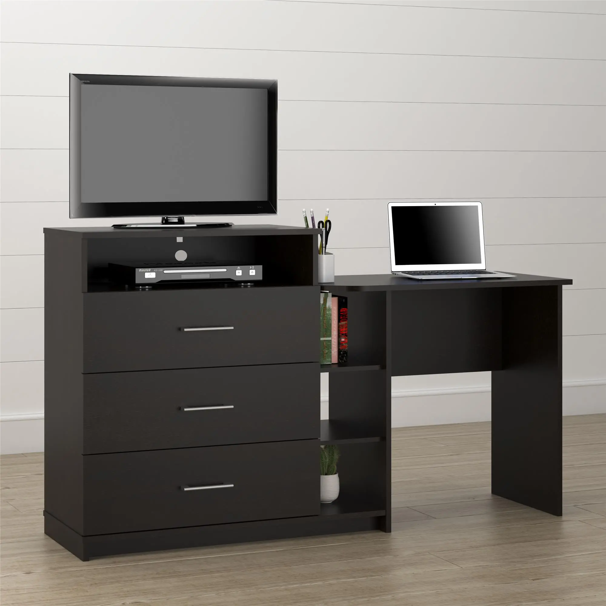 Rebel Transitional Espresso 3 in 1 Media Dresser and Desk Combo-2