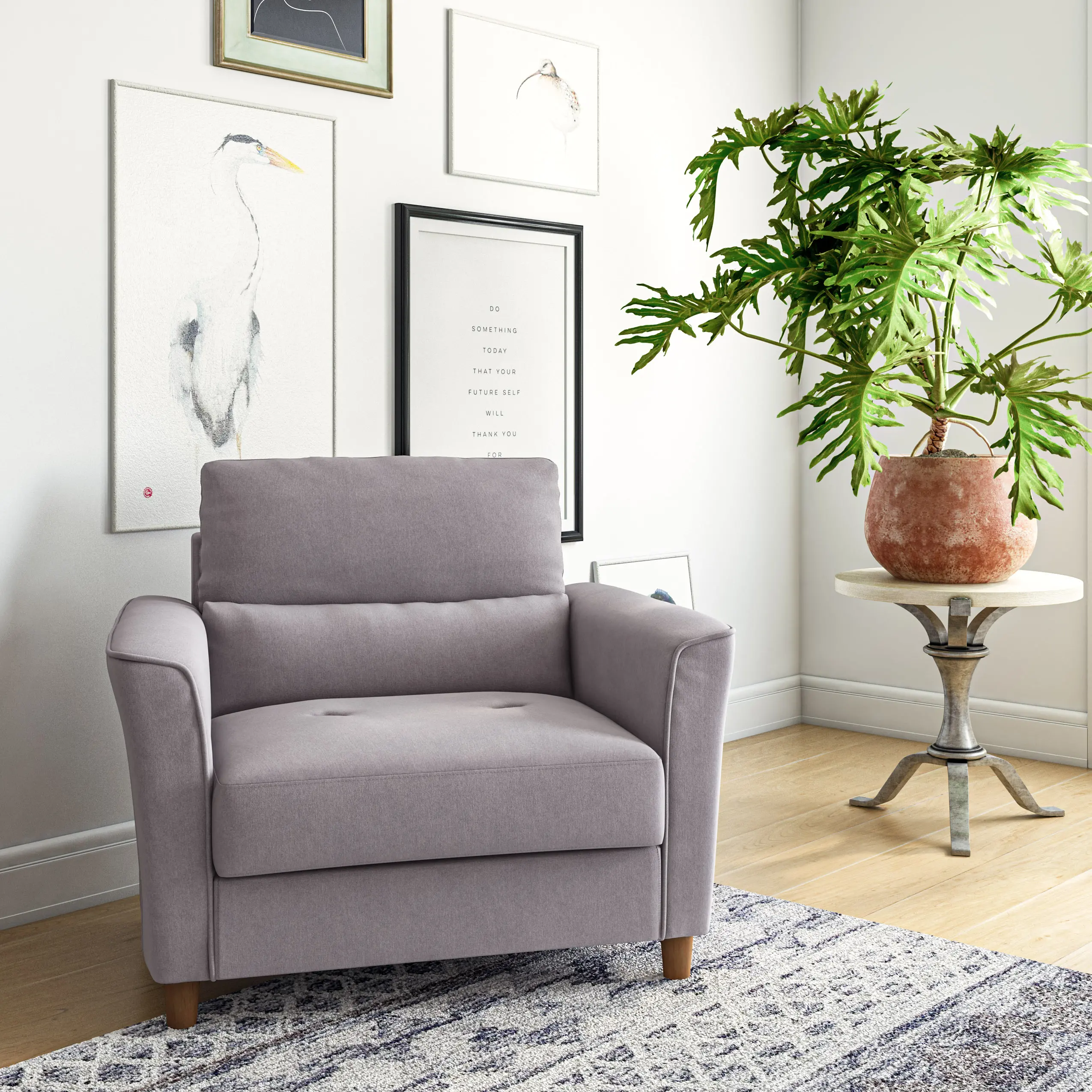 Georgia Light Gray Accent Chair and a Half-2