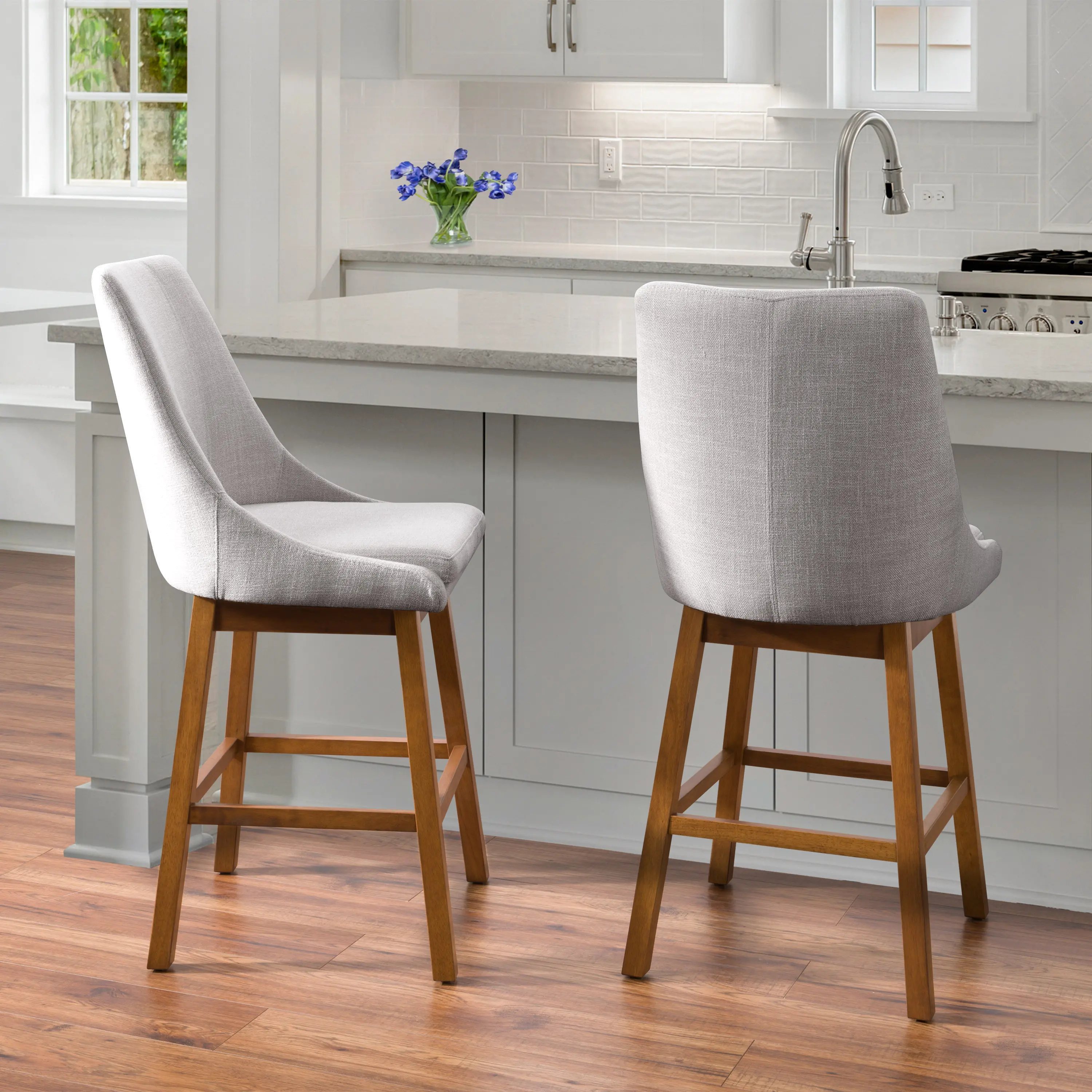 Boston Light Gray Counter Height Stools, Set of 2-2
