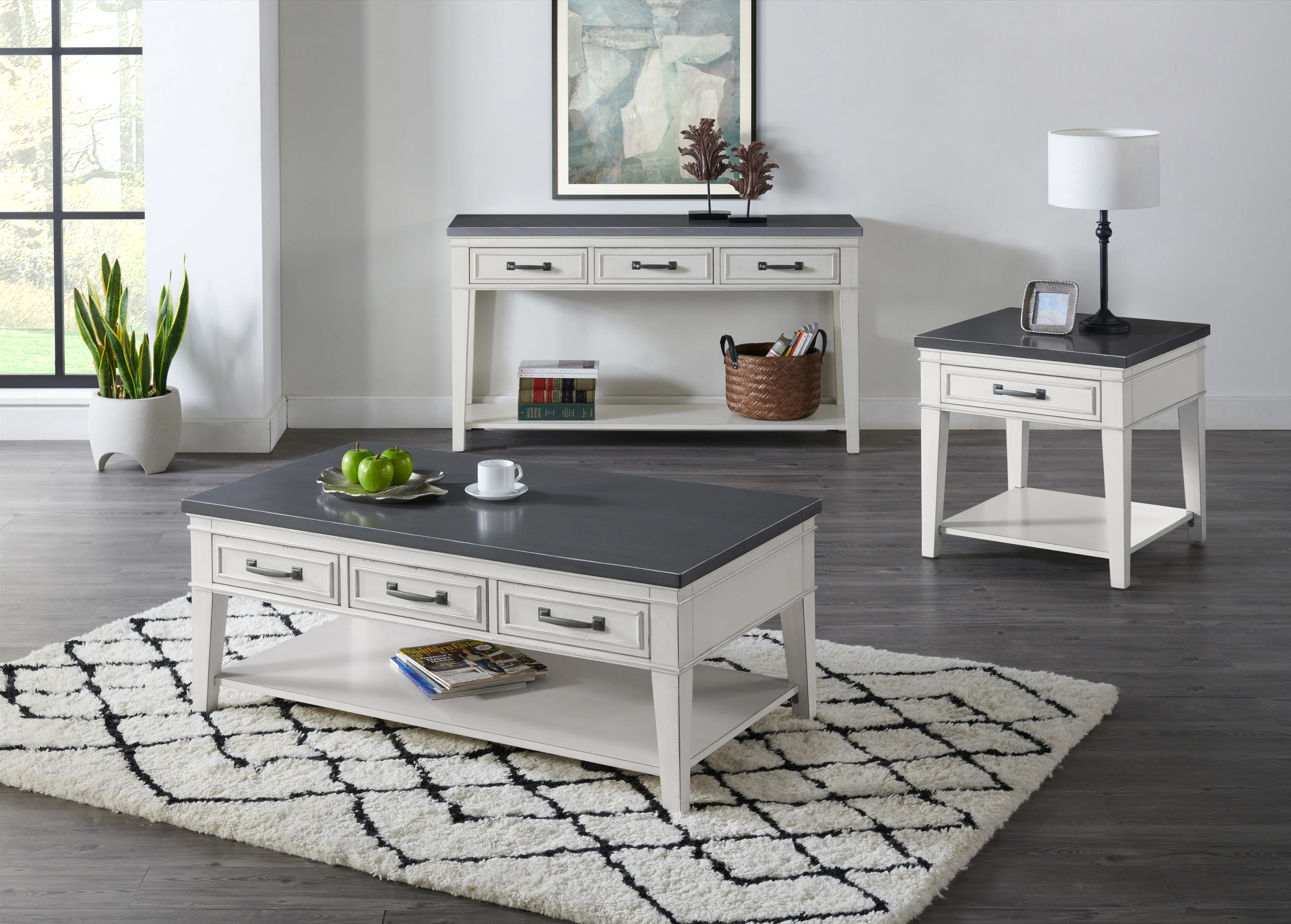 Del Mar Antique White and Gray End Table-10