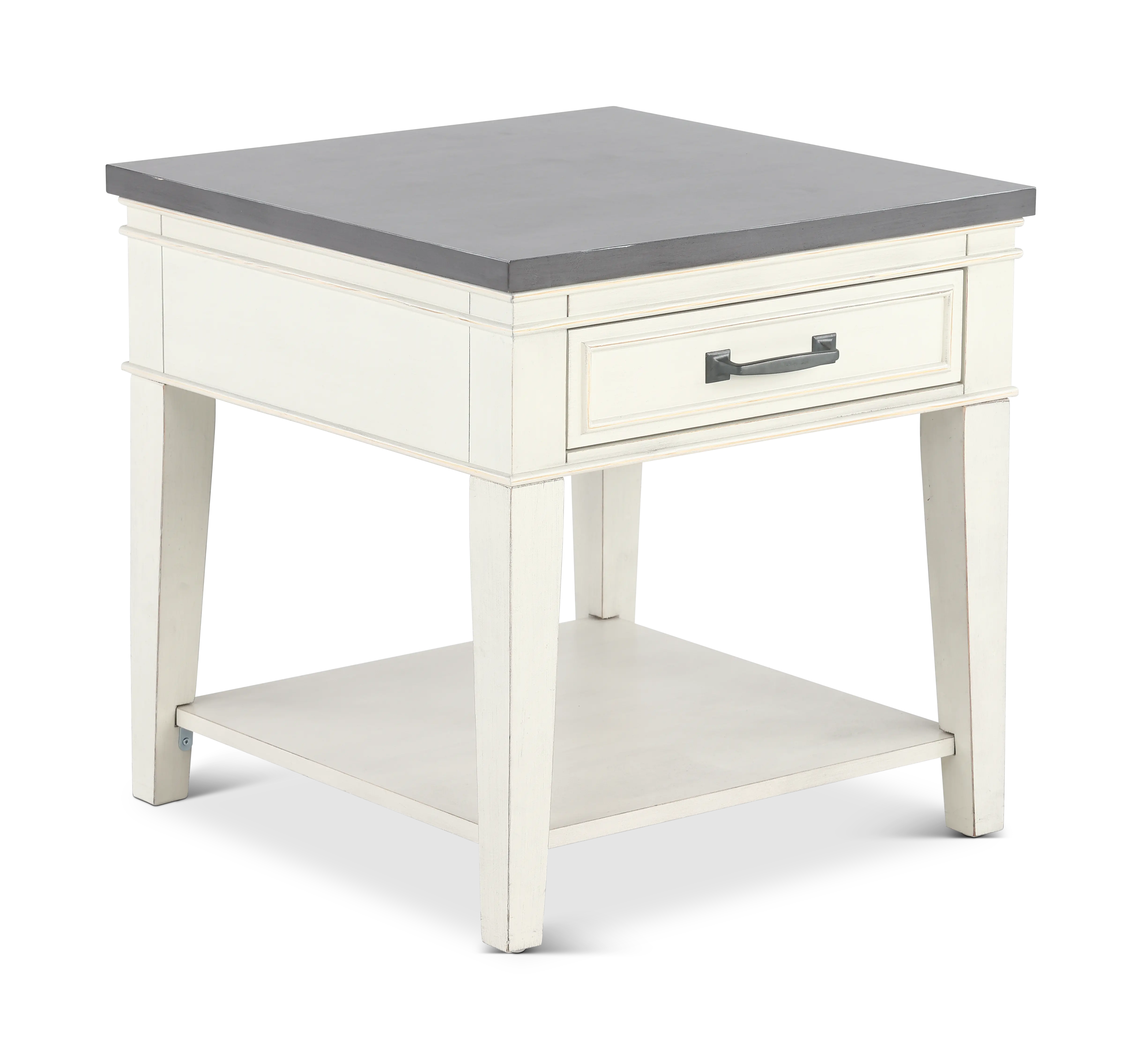 Del Mar Antique White and Gray End Table-4