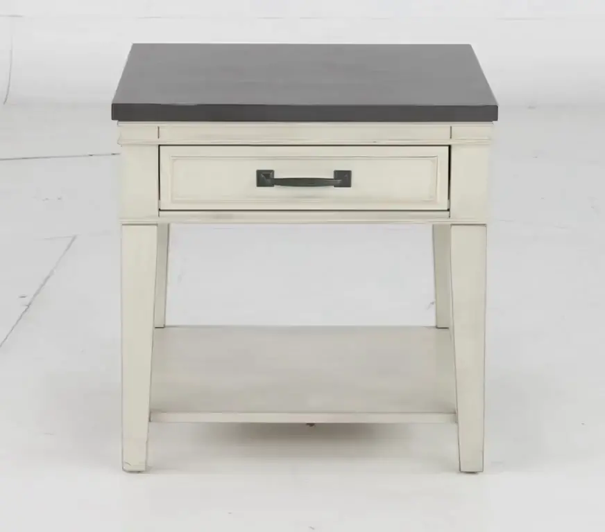 Del Mar Antique White and Gray End Table-5