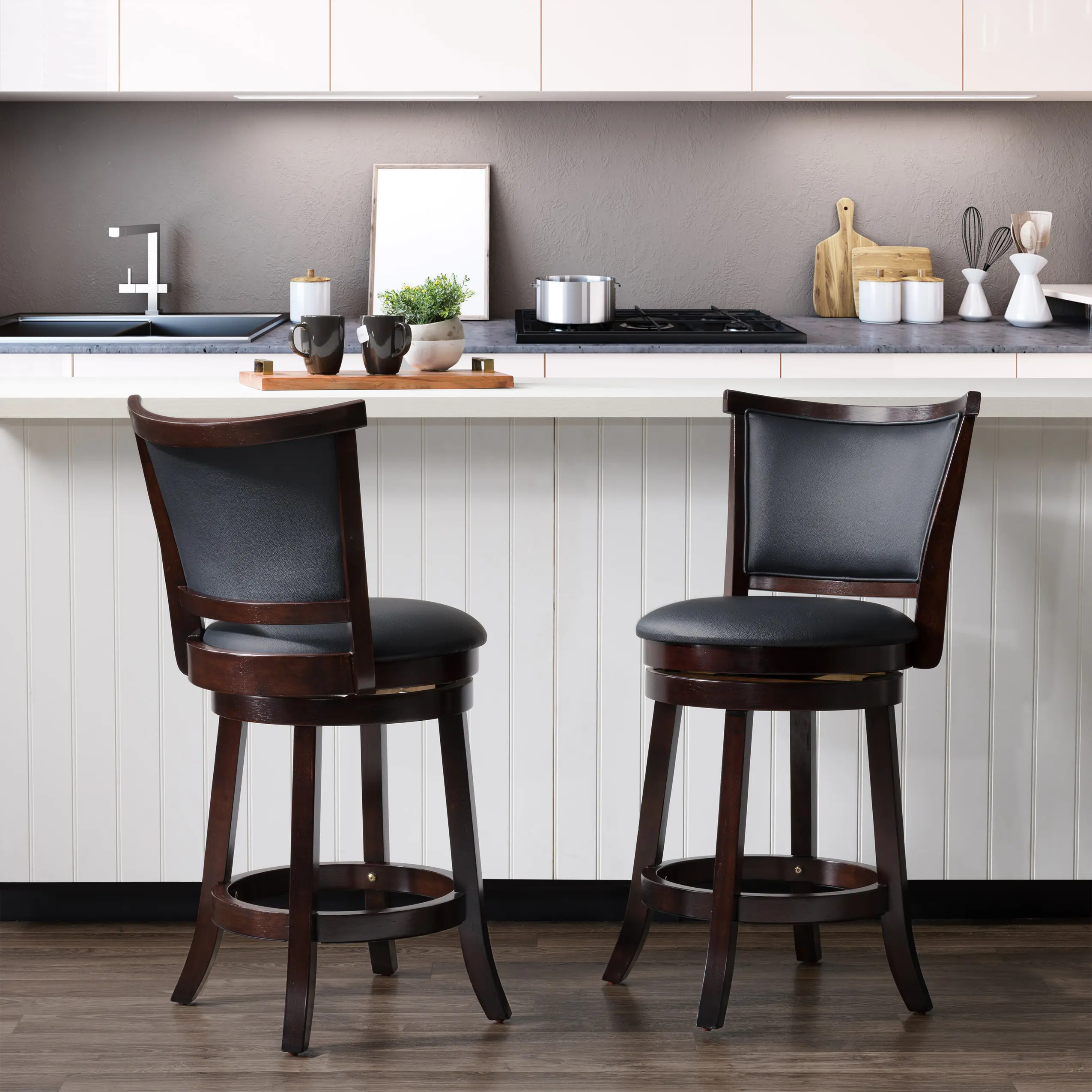 Woodgrove Black Swivel Counter Height Stool, Set of 2-2