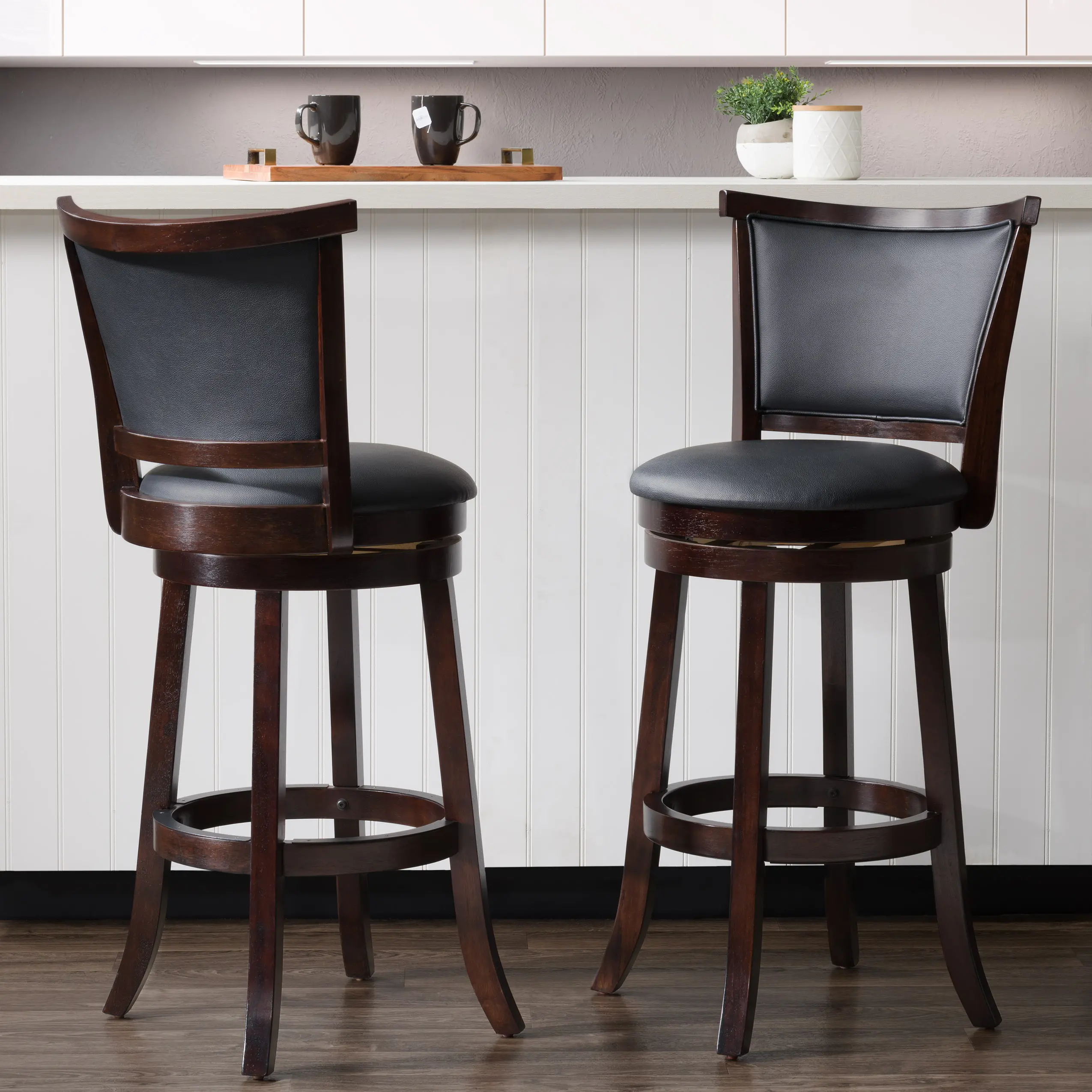 Woodgrove Black Swivel Bar Stool, Set of 2-2