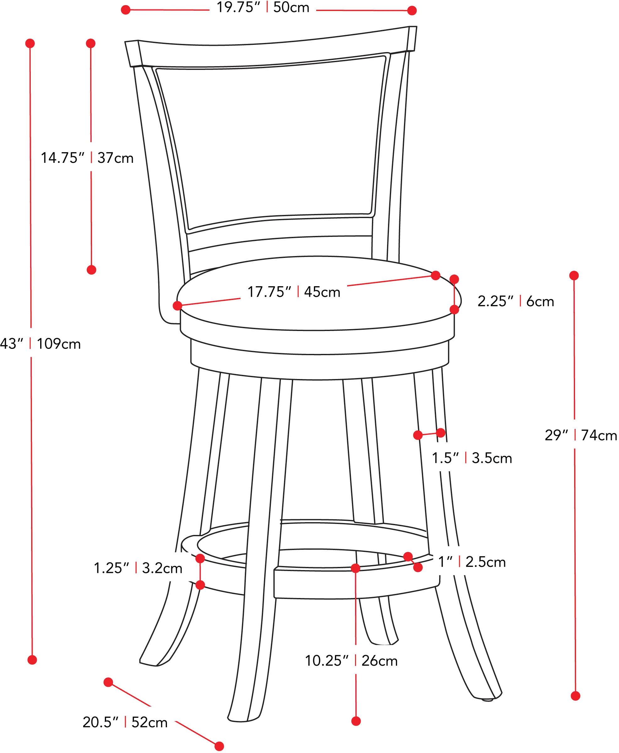 Woodgrove Black Swivel Bar Stool, Set of 2-4