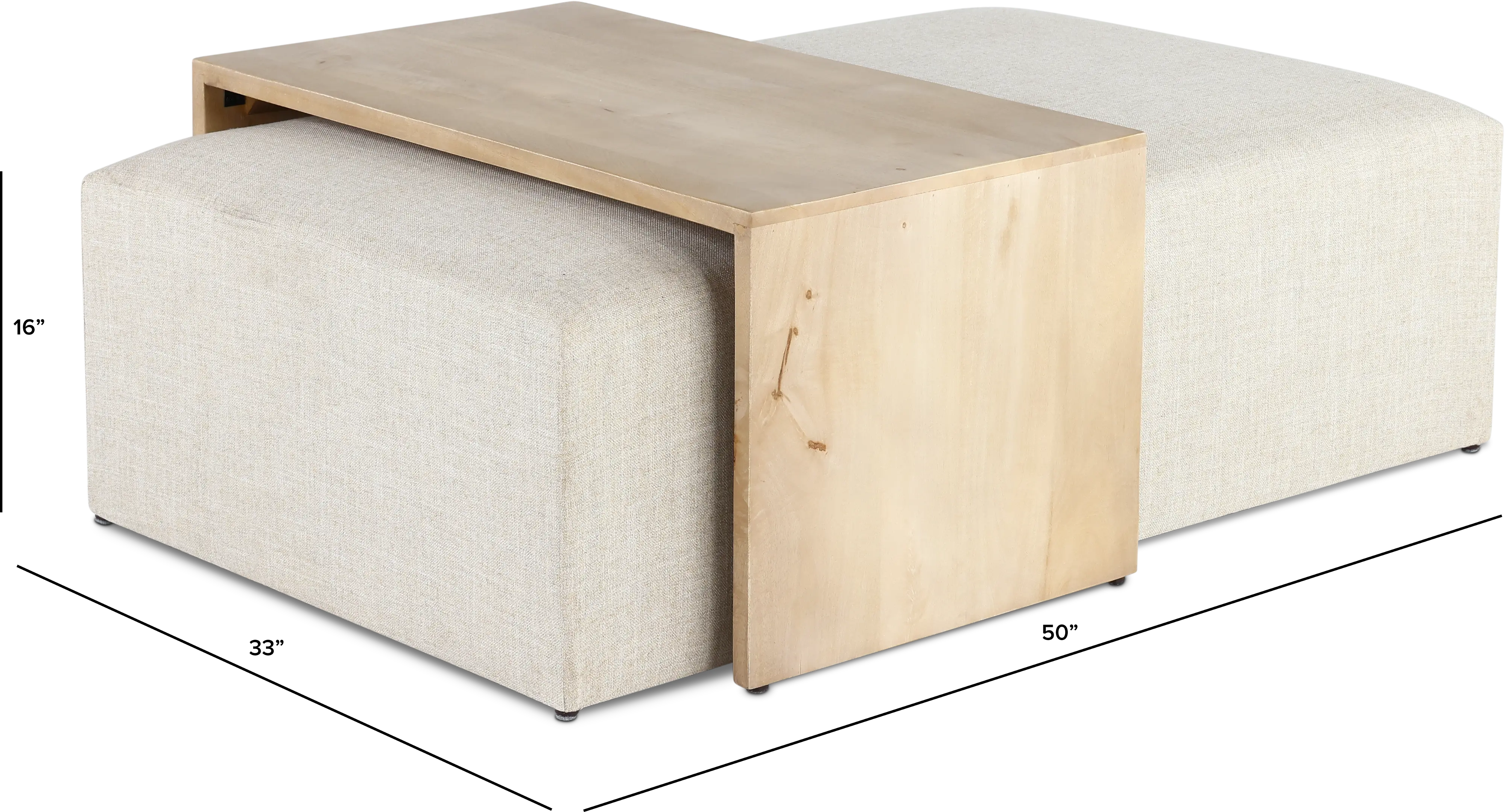 Amelia Subtle Linen Ottoman Coffee Table-2