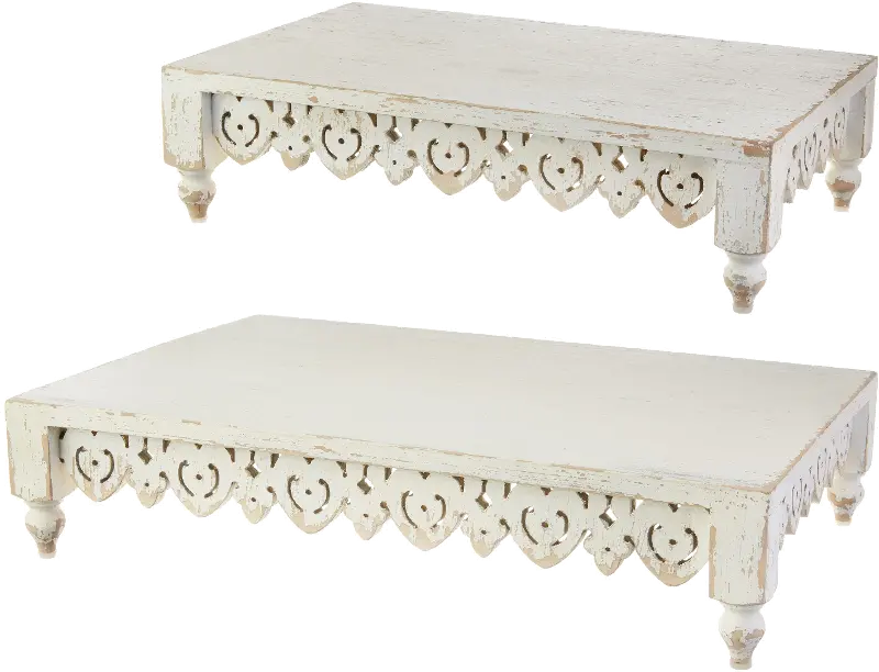 20.75 Inch White Distressed Riser