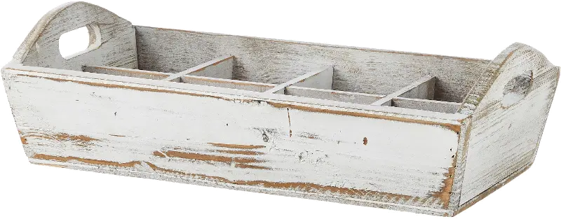 Distressed White Divided Tray