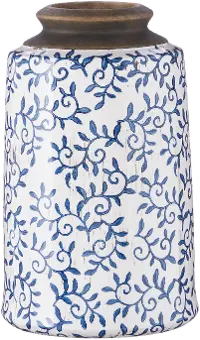 10.5  Blue Transferware Vase