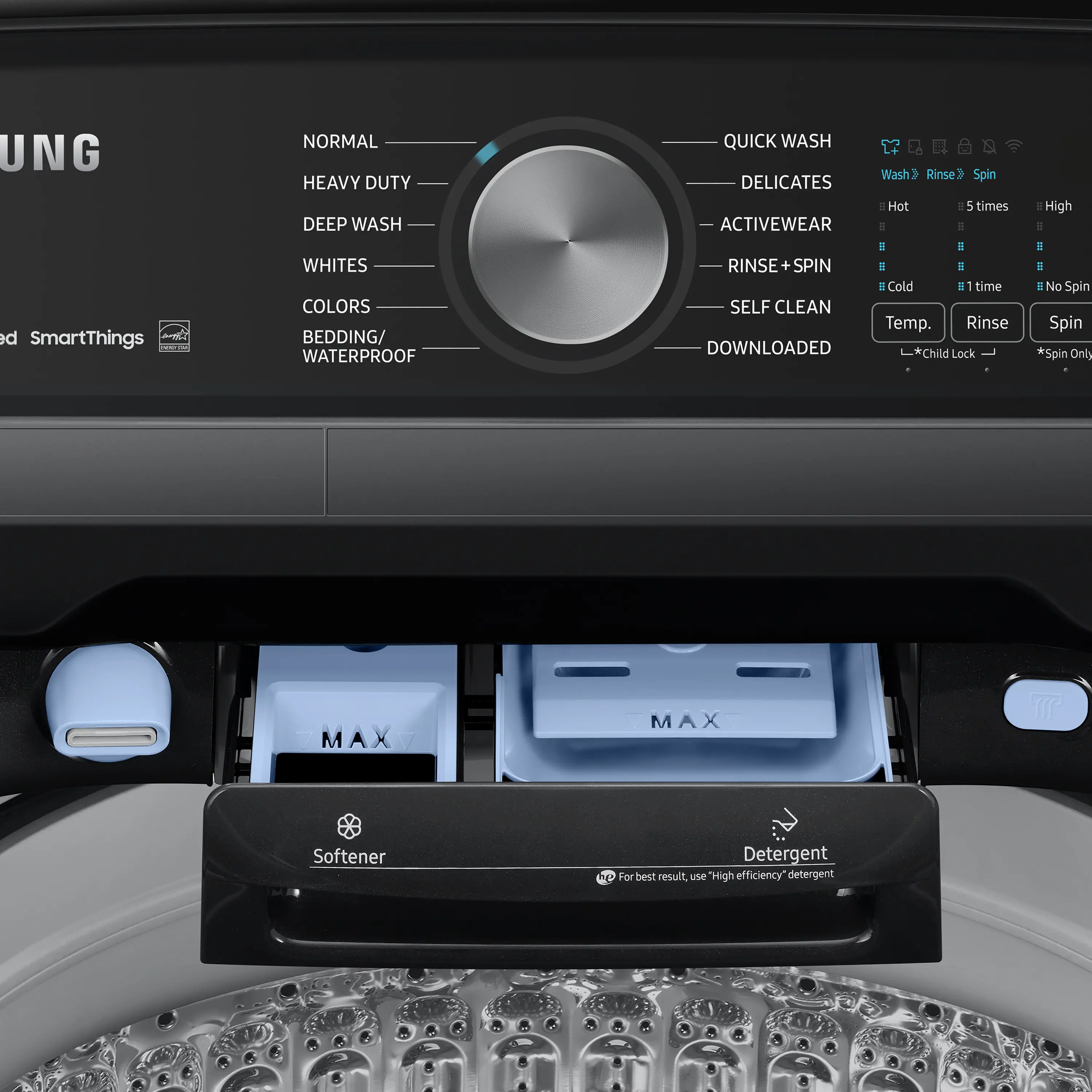 WA52A5500AV Samsung 5.2 cu ft Top Load Washer - Black 52A5500-5