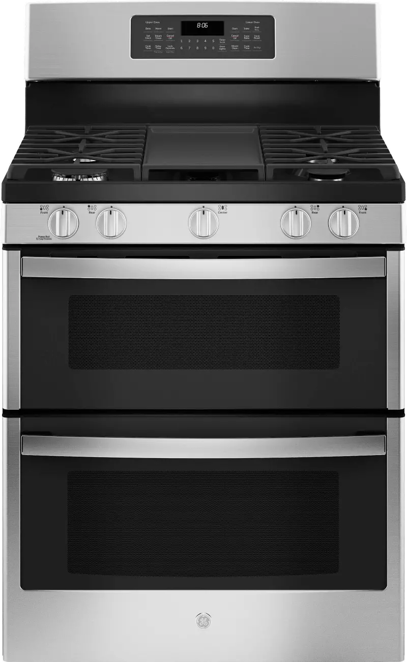 GE 6.8 cu ft Double Oven Gas Range - Stainless Steel