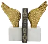 Set of 2 Aluminum and Gold Wing Bookends