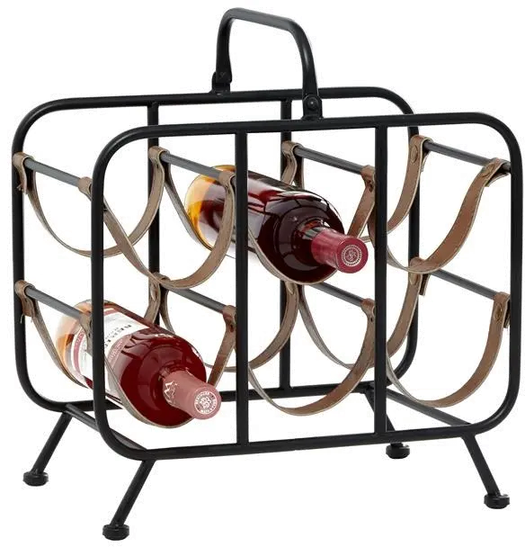 Metal and Leather Wine Rack-1