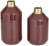 10 Inch Cranberry Metal Vase