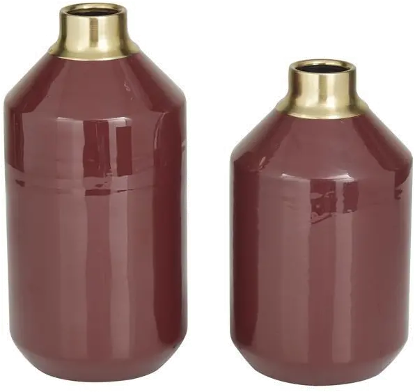 8 Inch Cranberry Metal Vase-1