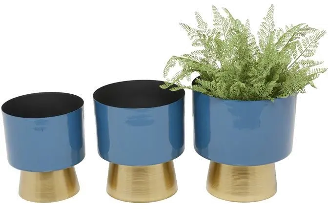 11  Metal Marine Blue Planters-1