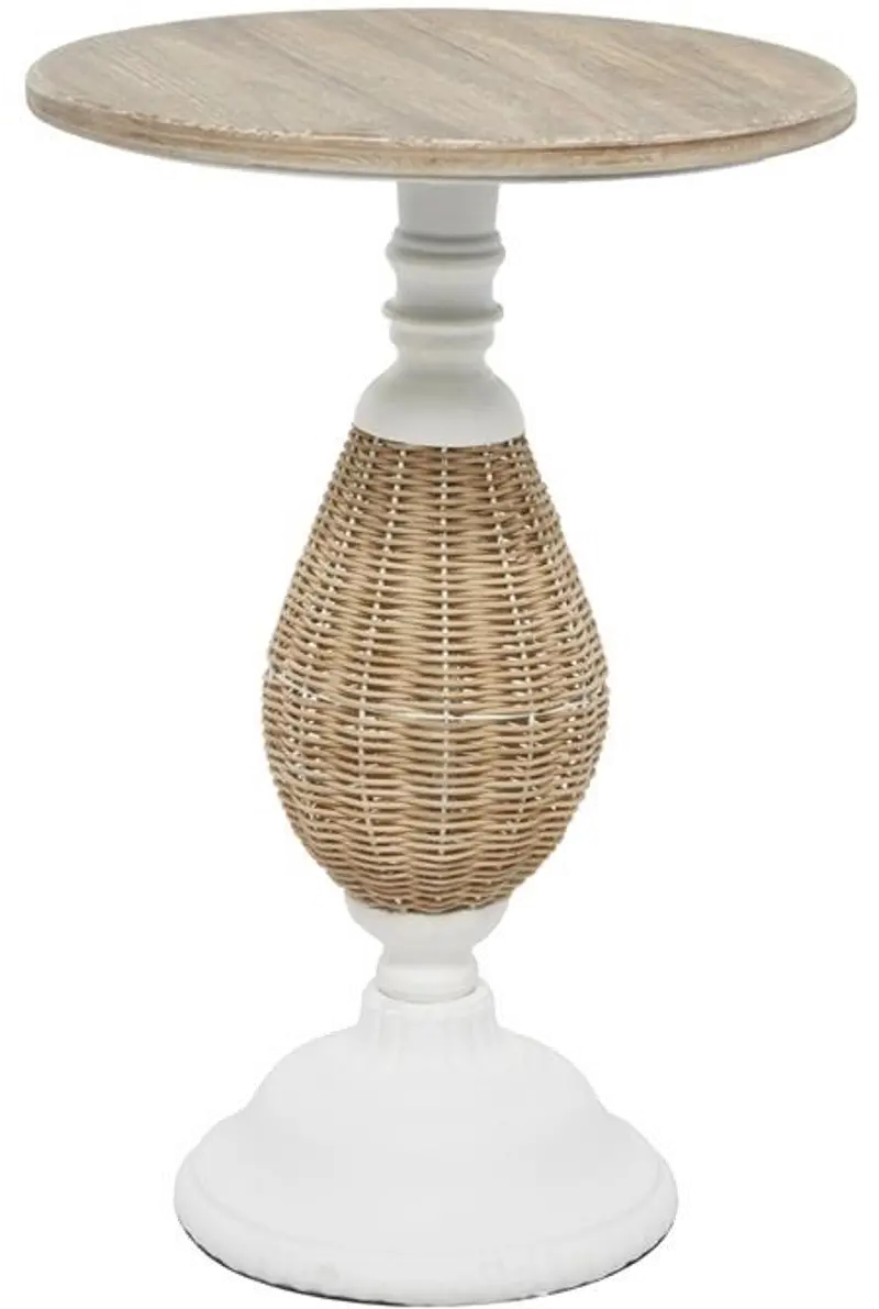 23 Inch Metal and Wood Accent Table