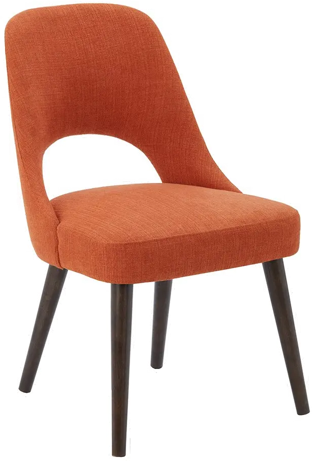 Modern Eclectic Orange Upholstered Dining Room Chair-1