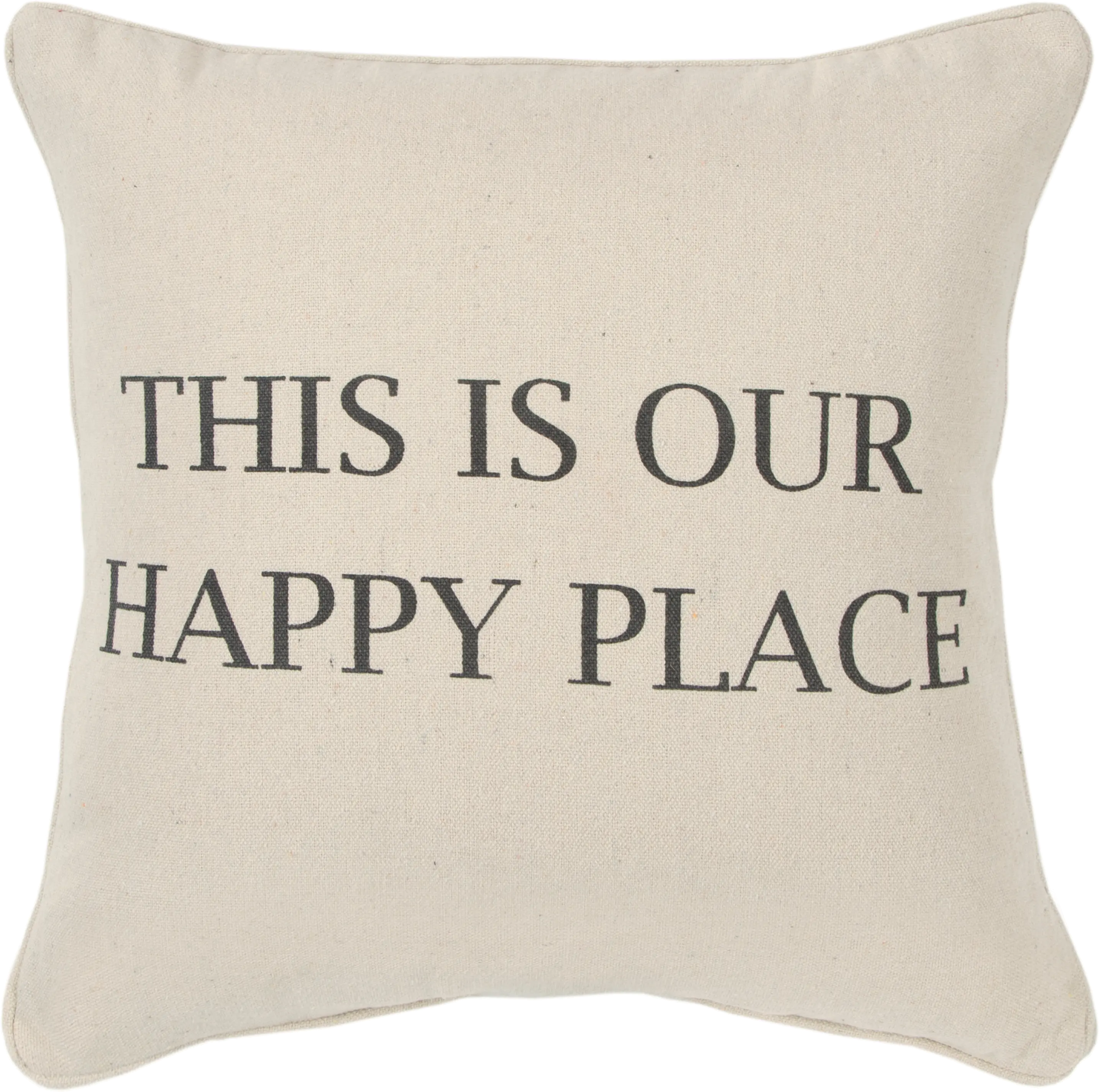 Script Neutral Happy Place Accent Pillow-1