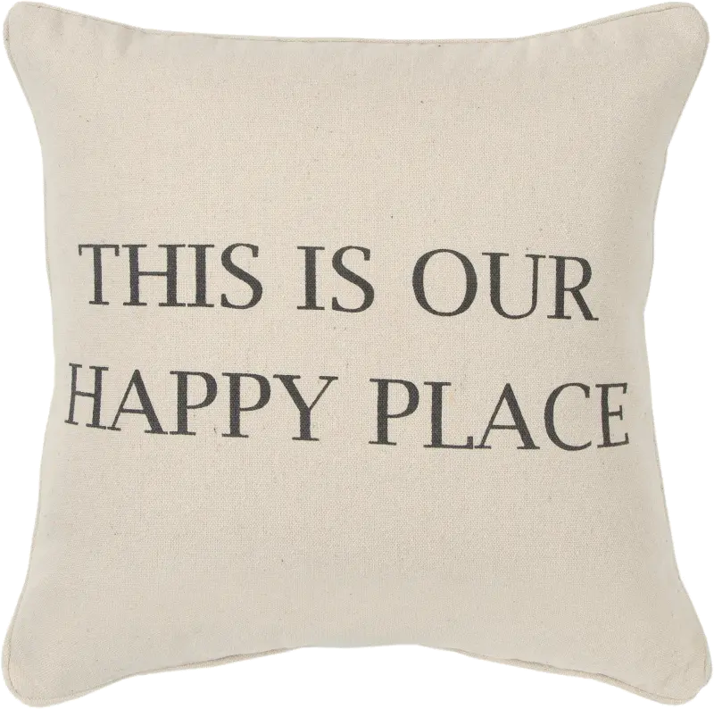 Script Neutral Happy Place Accent Pillow