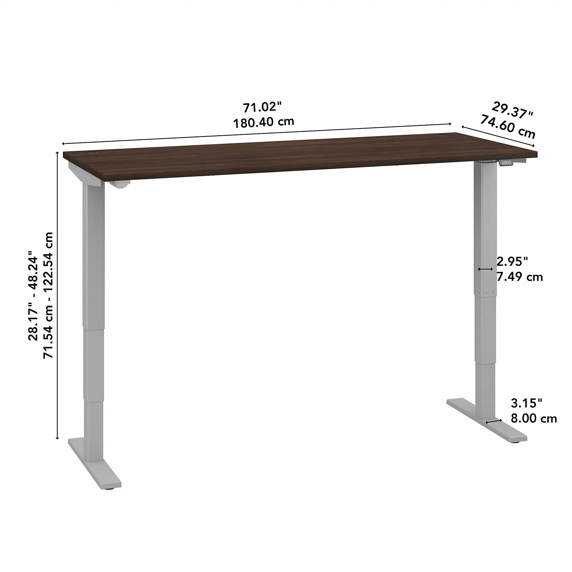 M4S7230BWSK Black Walnut 72 Inch Adjustable Stand Desk - Bush Furniture-6