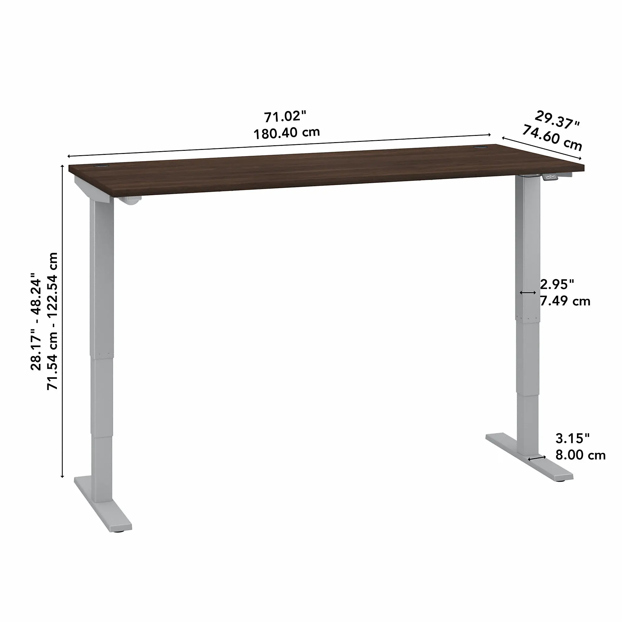 M4S7230BWSK Black Walnut Adjustable Stand Desk-5