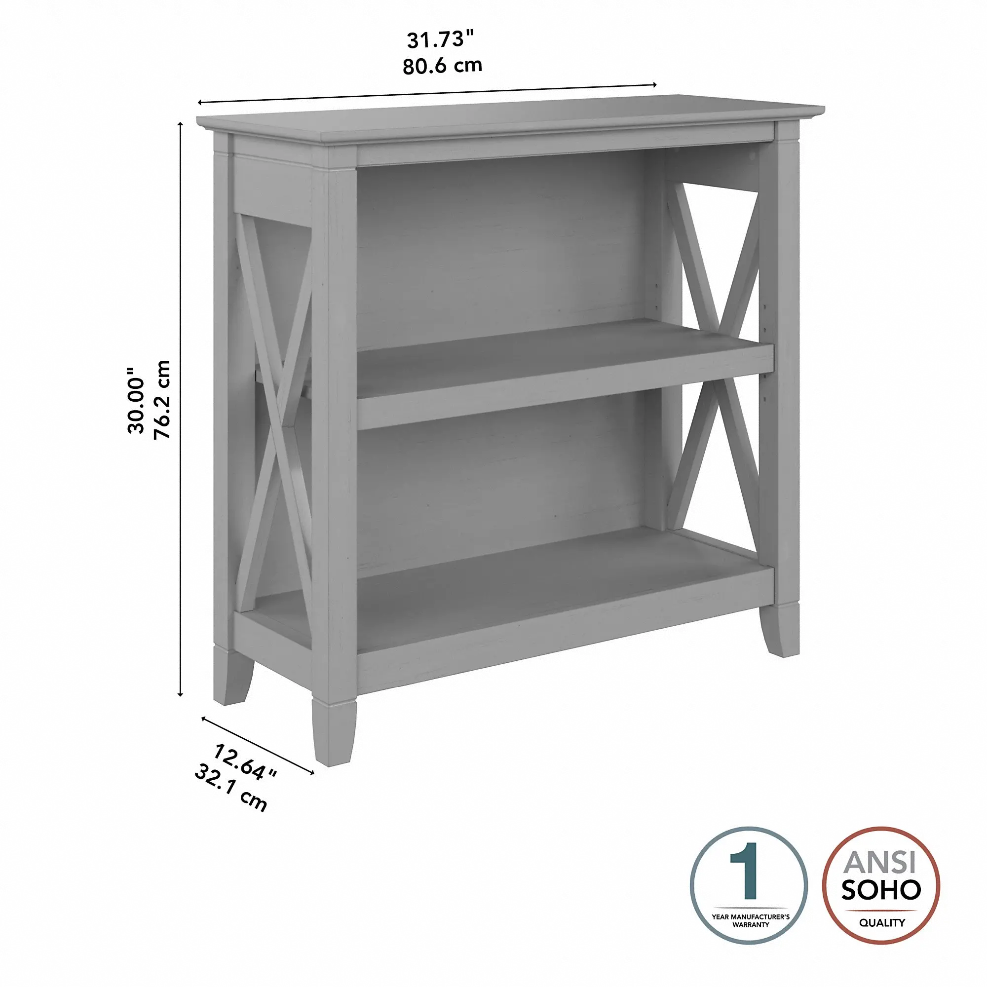 KWB124CG-03 Key West Cape Cod Gray 2-Shelf Bookcase - Bush Furniture-7