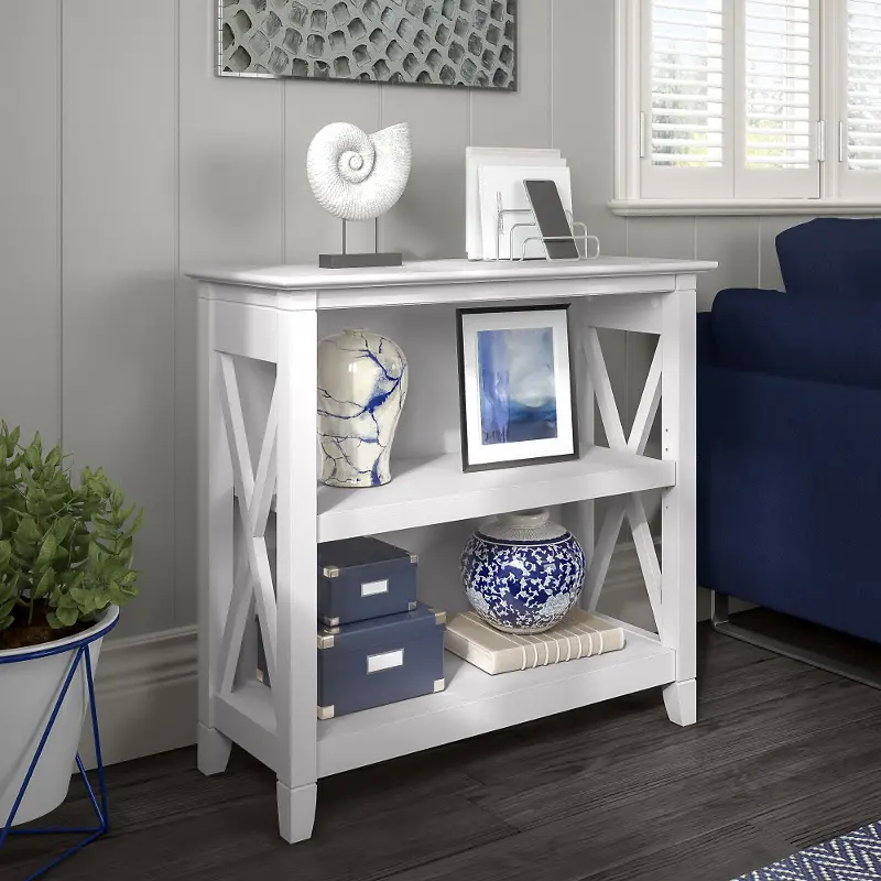 Key West White Oak 2-Shelf Bookcase - Bush Furniture