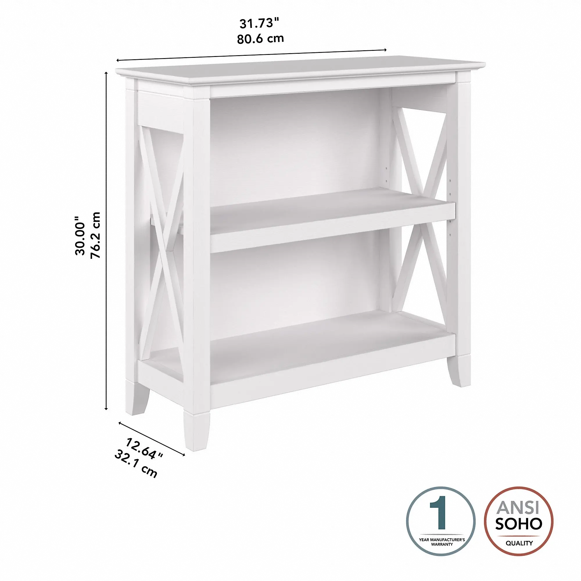 KWB124WT-03 Key West White Oak 2-Shelf Bookcase - Bush Furniture-7