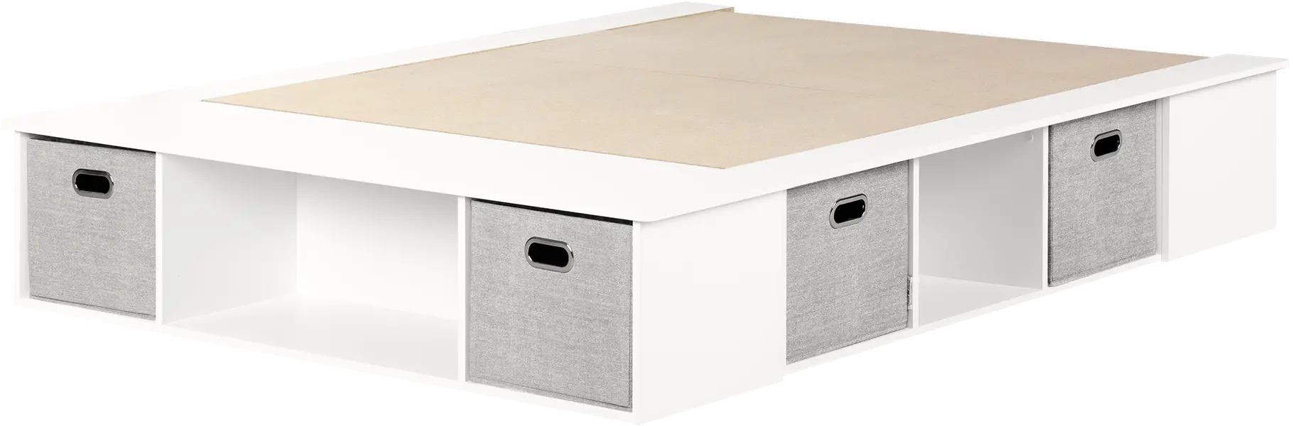 13072 White Queen Platform Bed with Storage and Baskets - South Shore-4