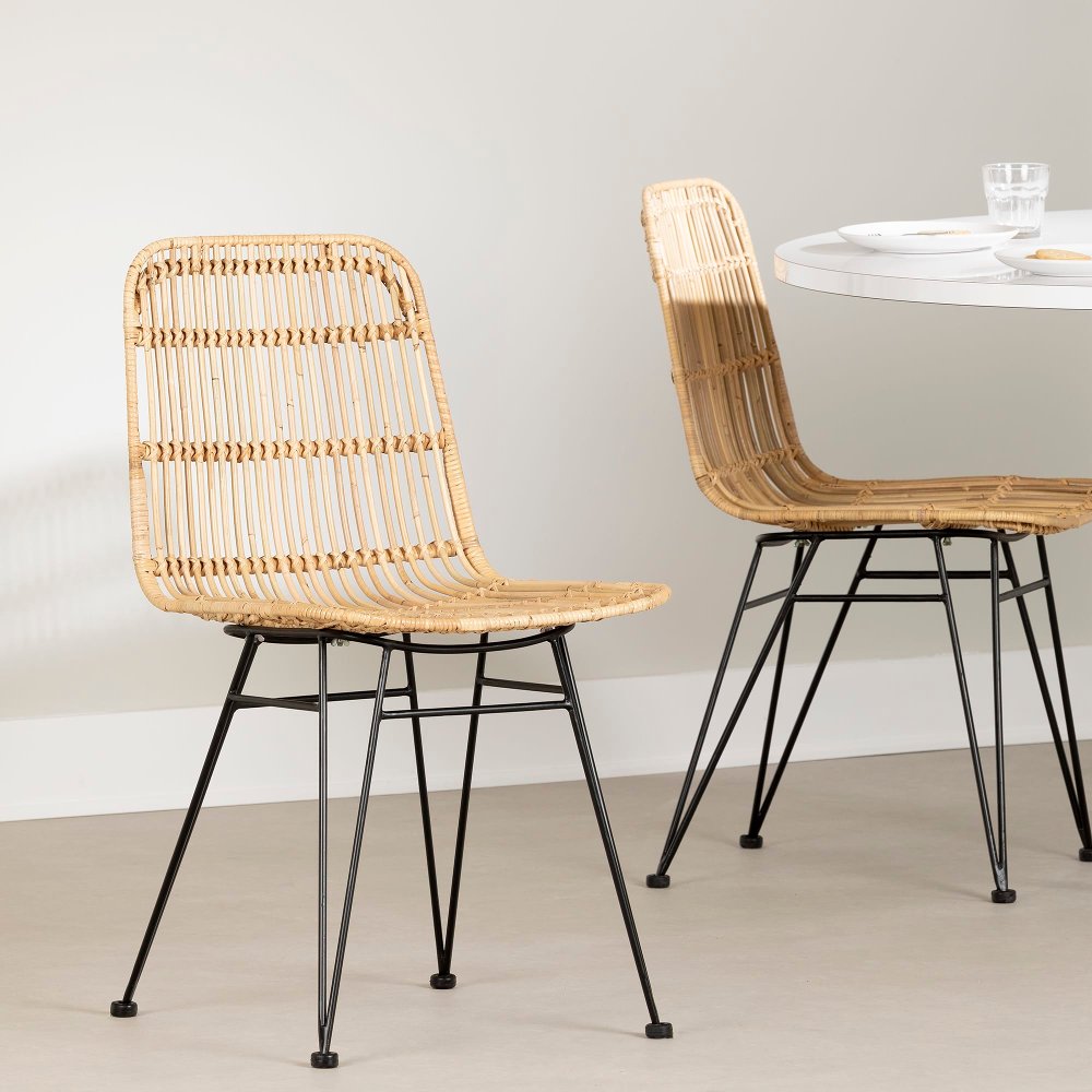 Balka Natural Rattan Dining Room Chair Set of 2 - South Shore