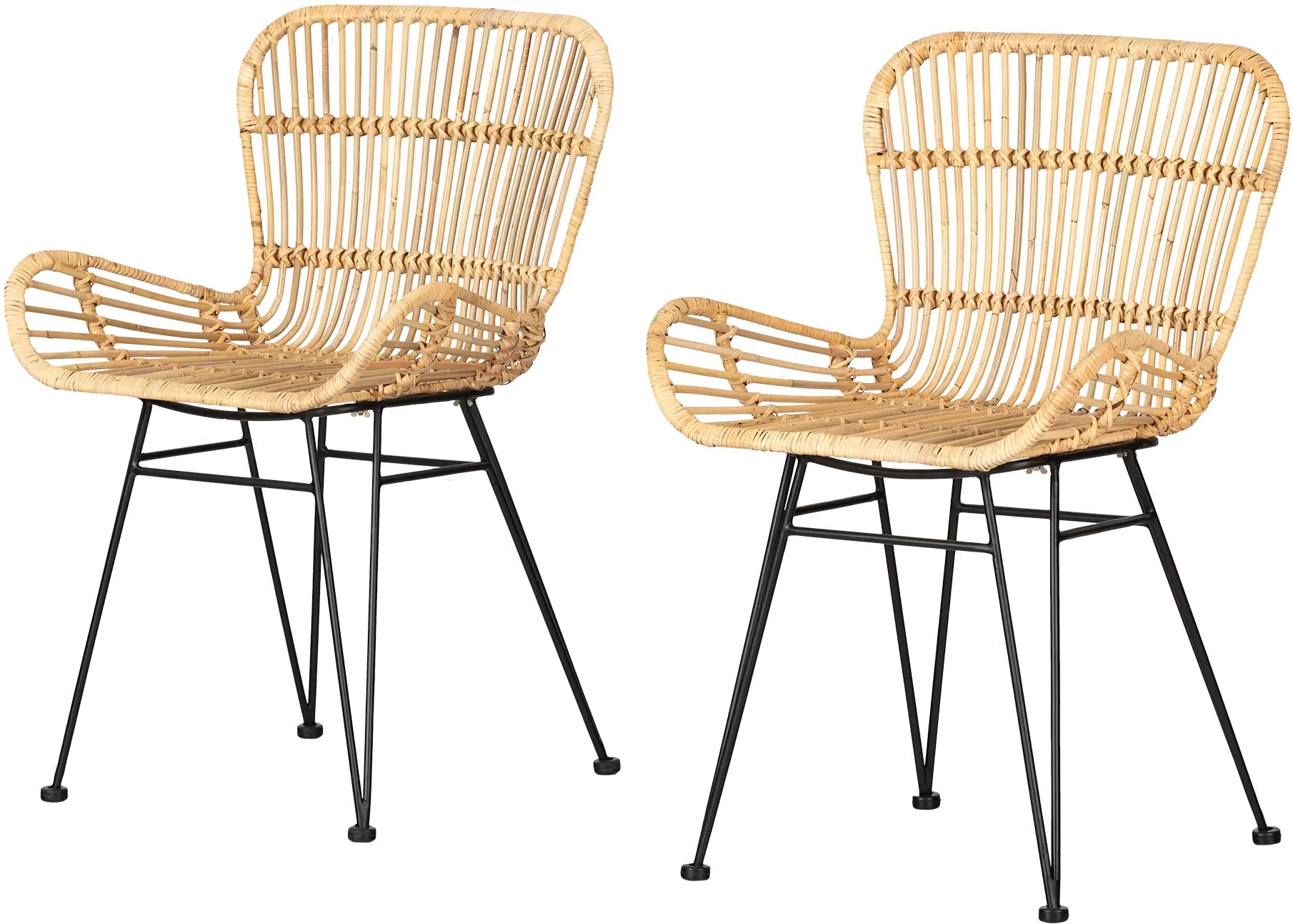 13169 Balka Natural Rattan Dining Chair with Armrests, Set of 2 - South Shore-1